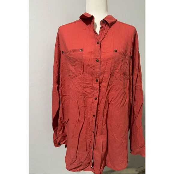 Free People oversized button down long sleeve top S - Picture 1 of 5